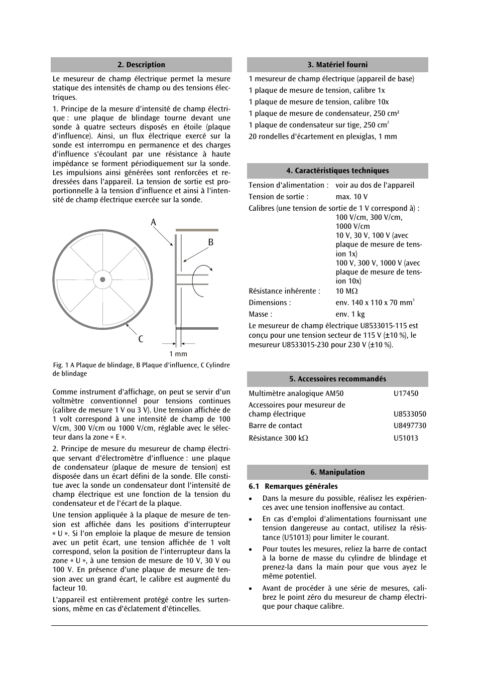 Ab c | 3B Scientific Electric Field Meter (115 V, 50__60 Hz) User Manual | Page 10 / 24