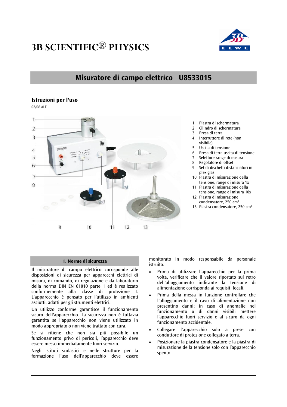 3b scientific® physics | 3B Scientific Electric Field Meter (115 V, 50__60 Hz) User Manual | Page 13 / 24