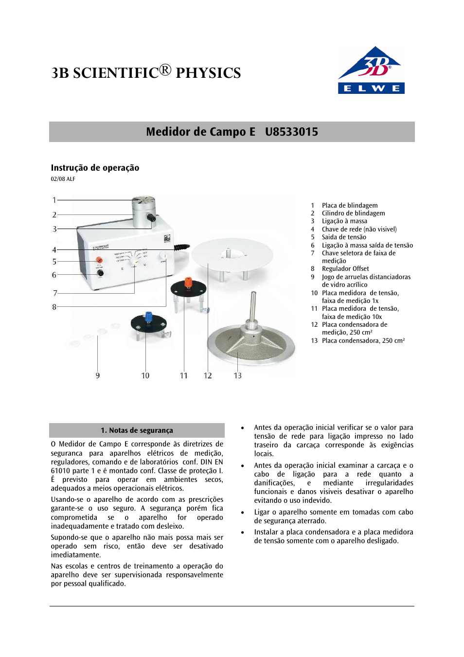 3b scientific® physics | 3B Scientific Electric Field Meter (115 V, 50__60 Hz) User Manual | Page 21 / 24