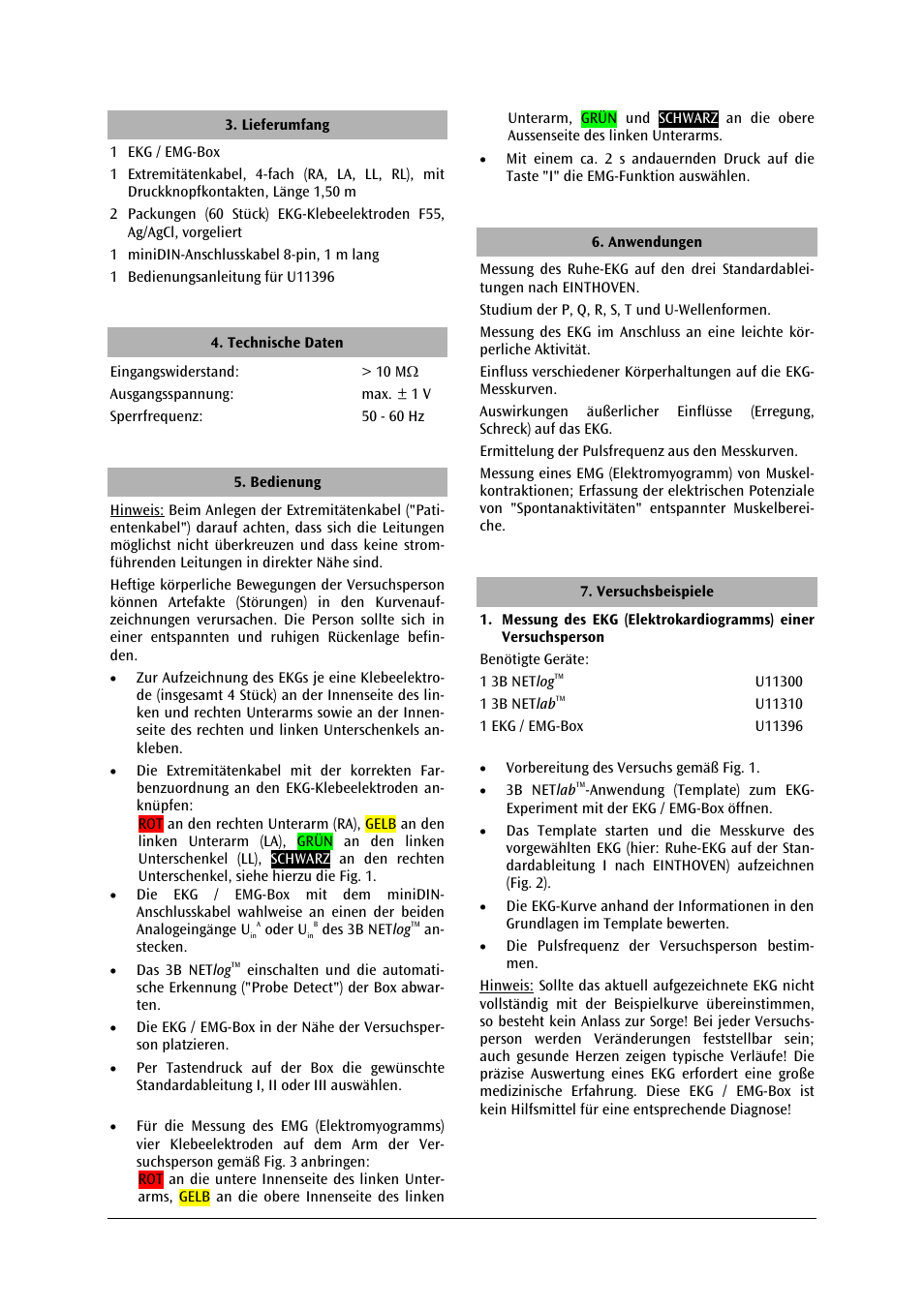 3B Scientific ECG__EMG Box User Manual | Page 2 / 24