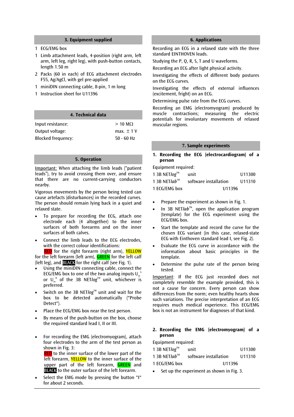 3B Scientific ECG__EMG Box User Manual | Page 6 / 24