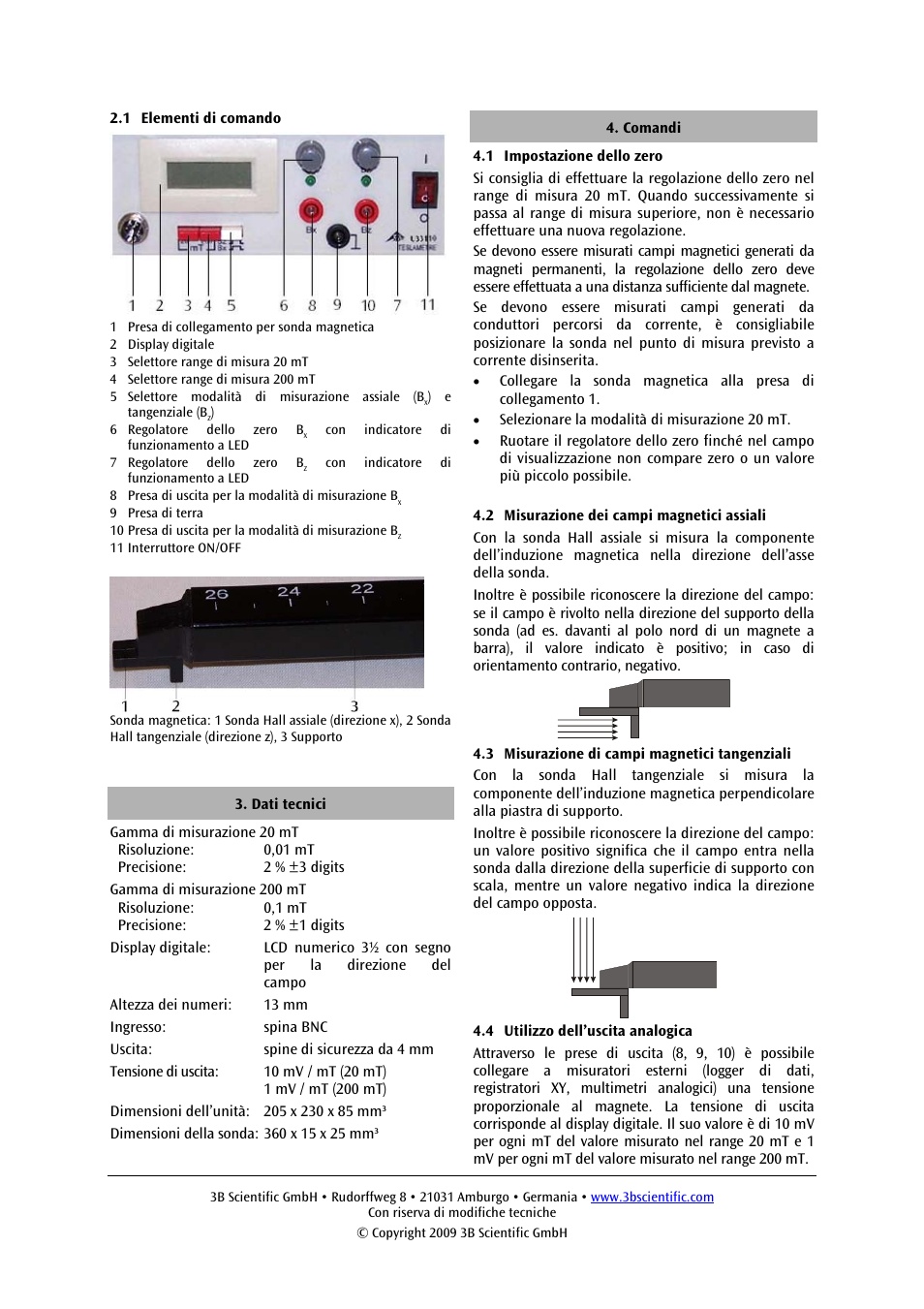 3B Scientific Digital Teslameter with Probe 20 mT, 200 mT (115 V, 50__60 Hz) User Manual | Page 10 / 14