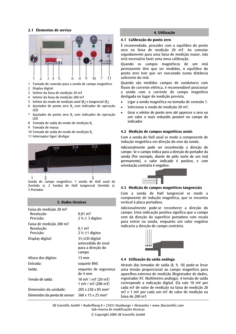 3B Scientific Digital Teslameter with Probe 20 mT, 200 mT (115 V, 50__60 Hz) User Manual | Page 14 / 14