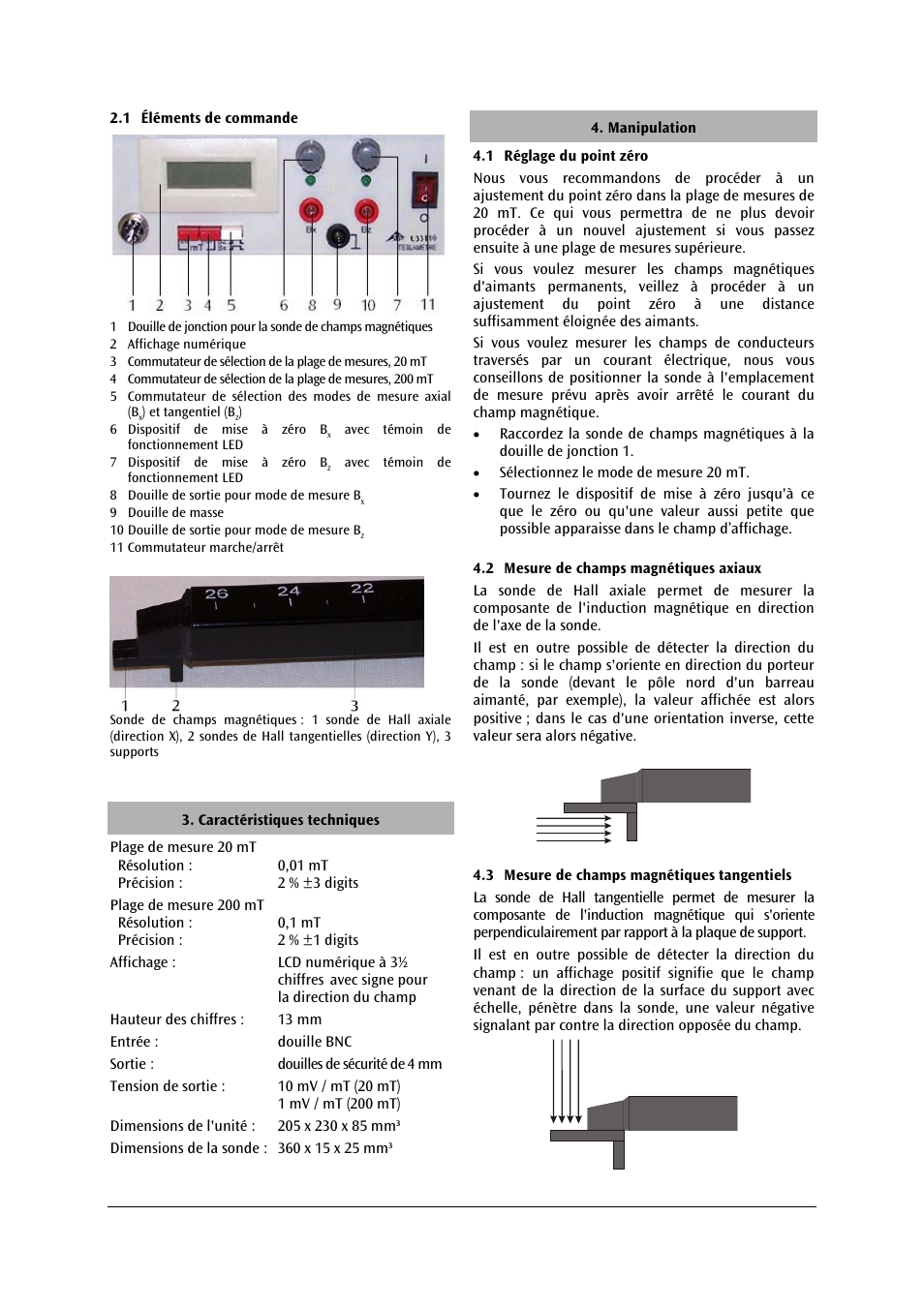 3B Scientific Digital Teslameter with Probe 20 mT, 200 mT (115 V, 50__60 Hz) User Manual | Page 6 / 14