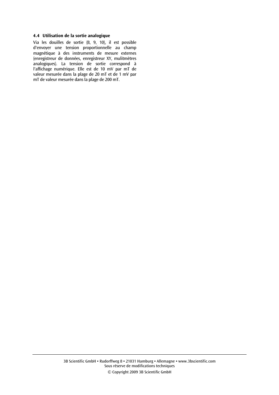 3B Scientific Digital Teslameter with Probe 20 mT, 200 mT (115 V, 50__60 Hz) User Manual | Page 7 / 14