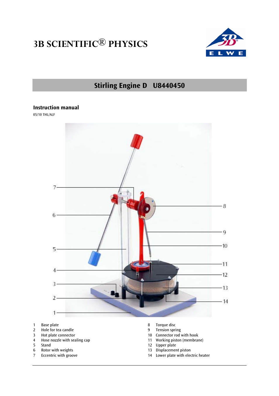 3B Scientific Stirling Engine D User Manual | 6 pages