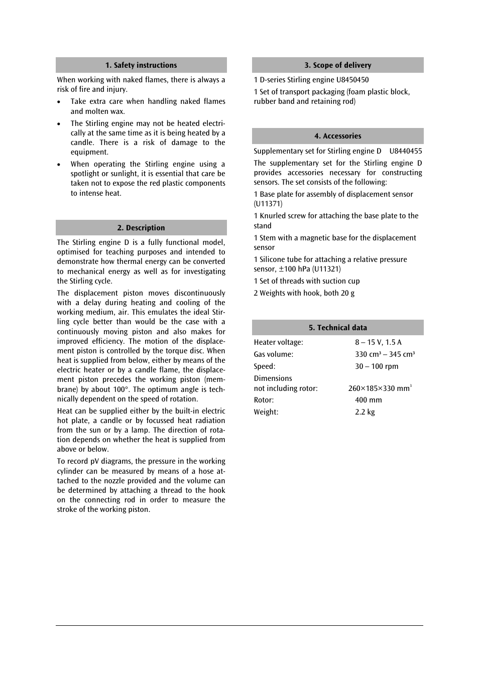 3B Scientific Stirling Engine D User Manual | Page 2 / 6