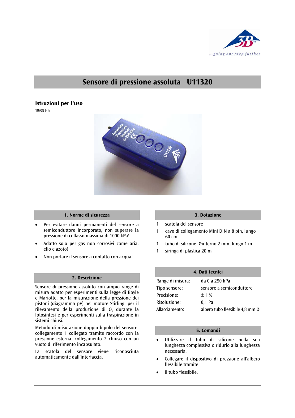 Fisica 3b scientific | 3B Scientific Absolute Pressure Sensor, 2500 hPa User Manual | Page 7 / 12