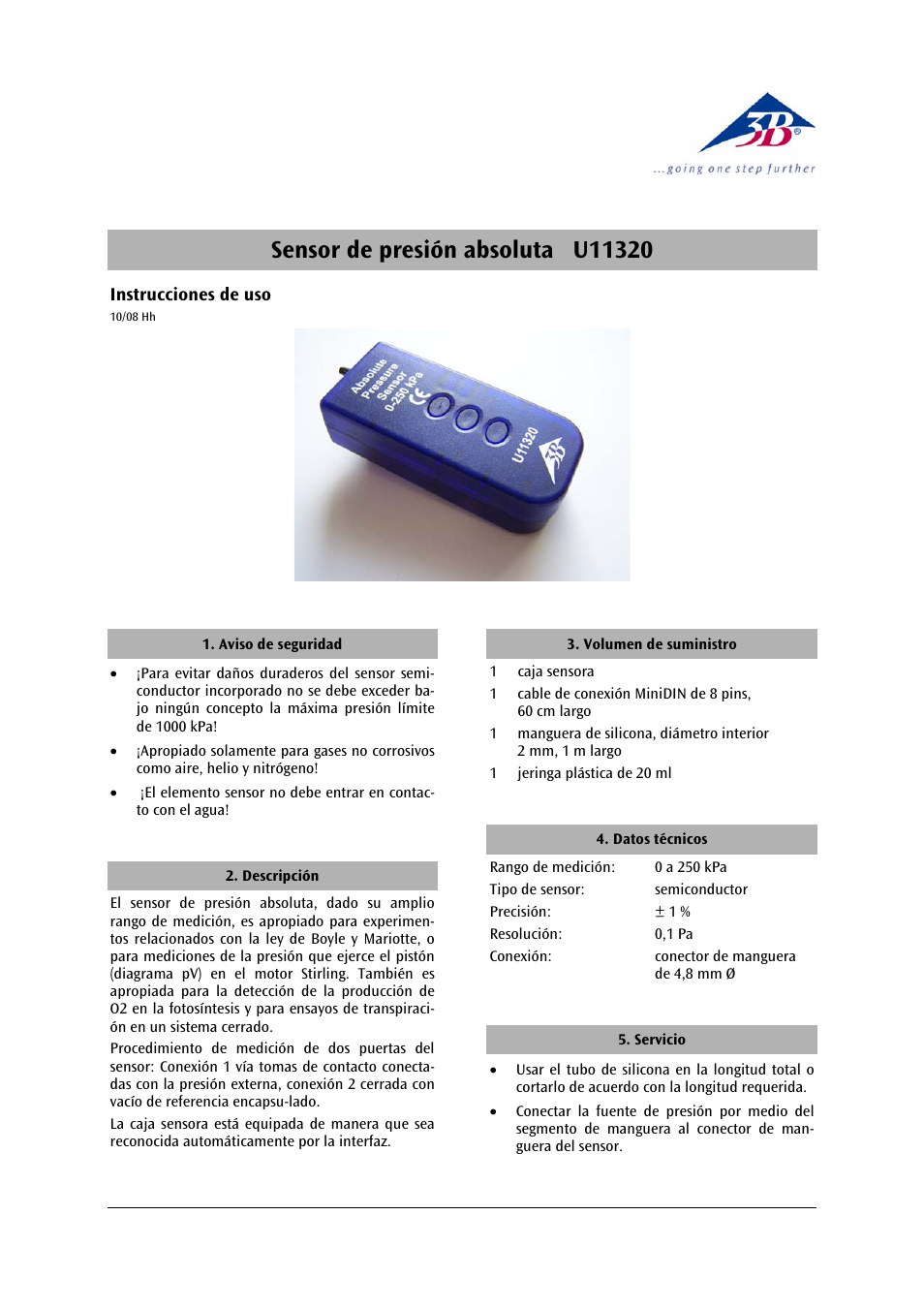 3b scientific, Physics | 3B Scientific Absolute Pressure Sensor, 2500 hPa User Manual | Page 9 / 12