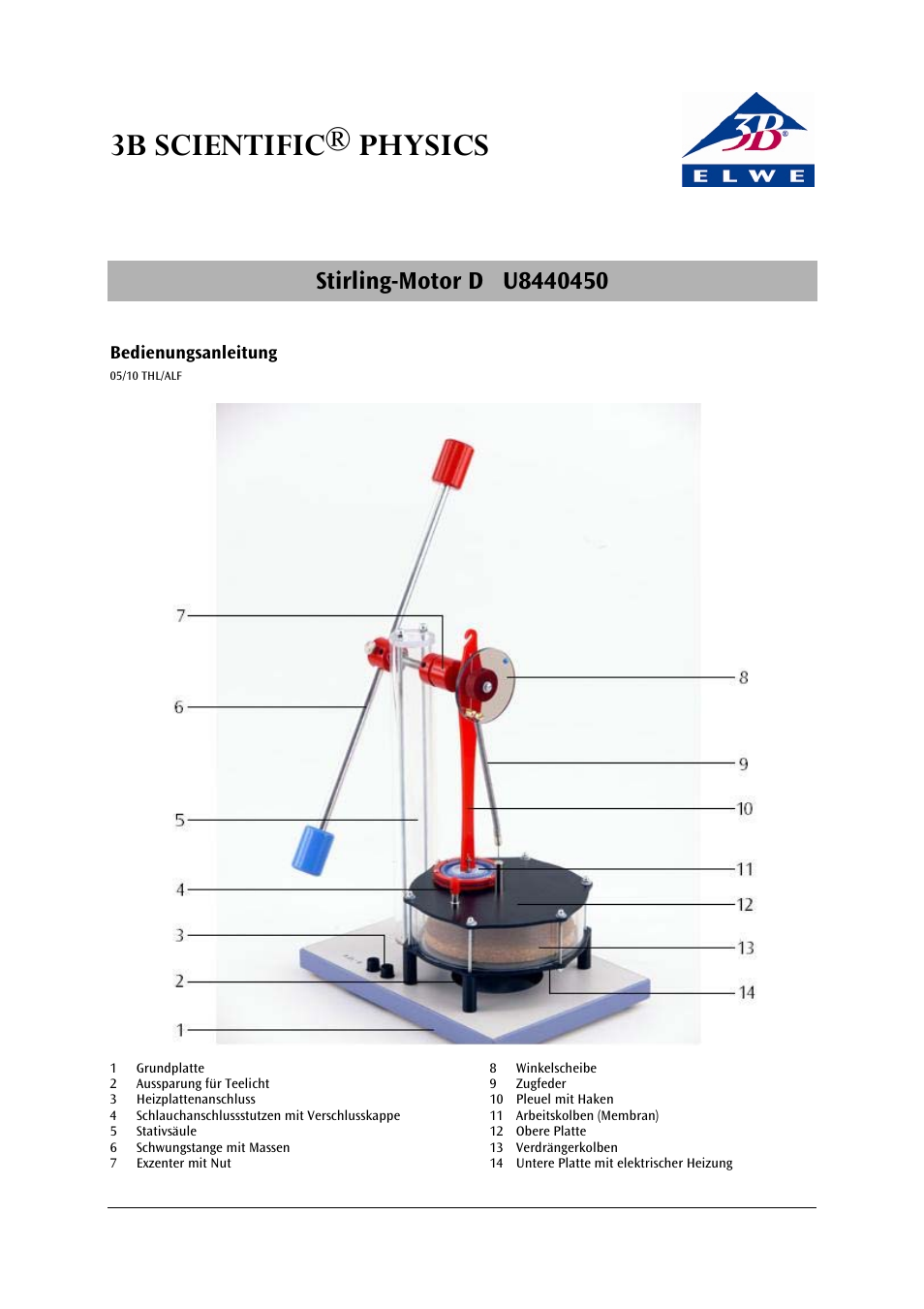 3B Scientific Stirling Engine D User Manual | 36 pages