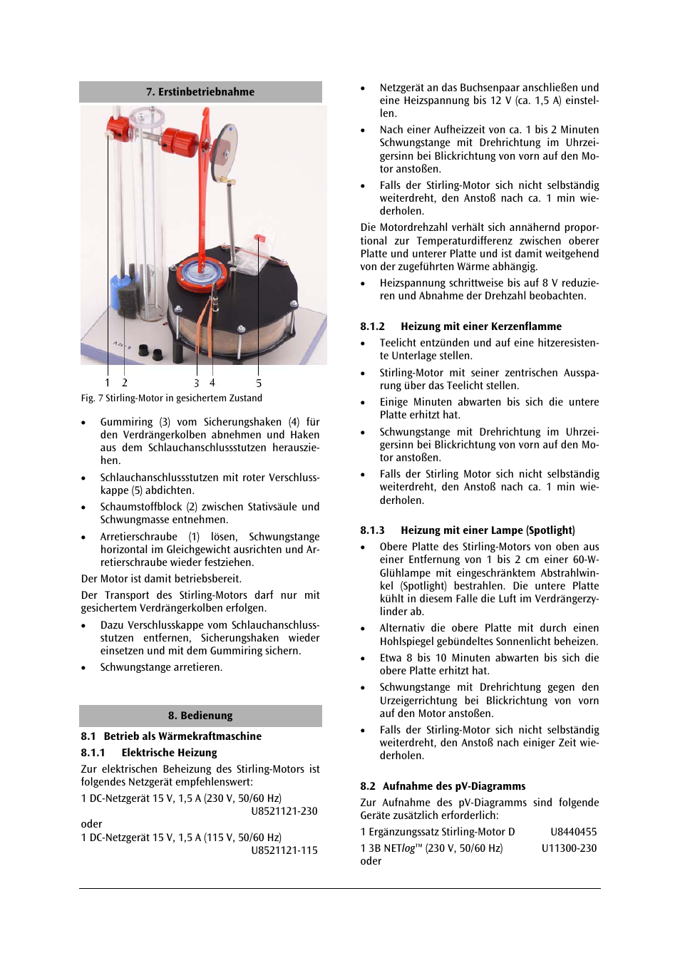 3B Scientific Stirling Engine D User Manual | Page 4 / 36