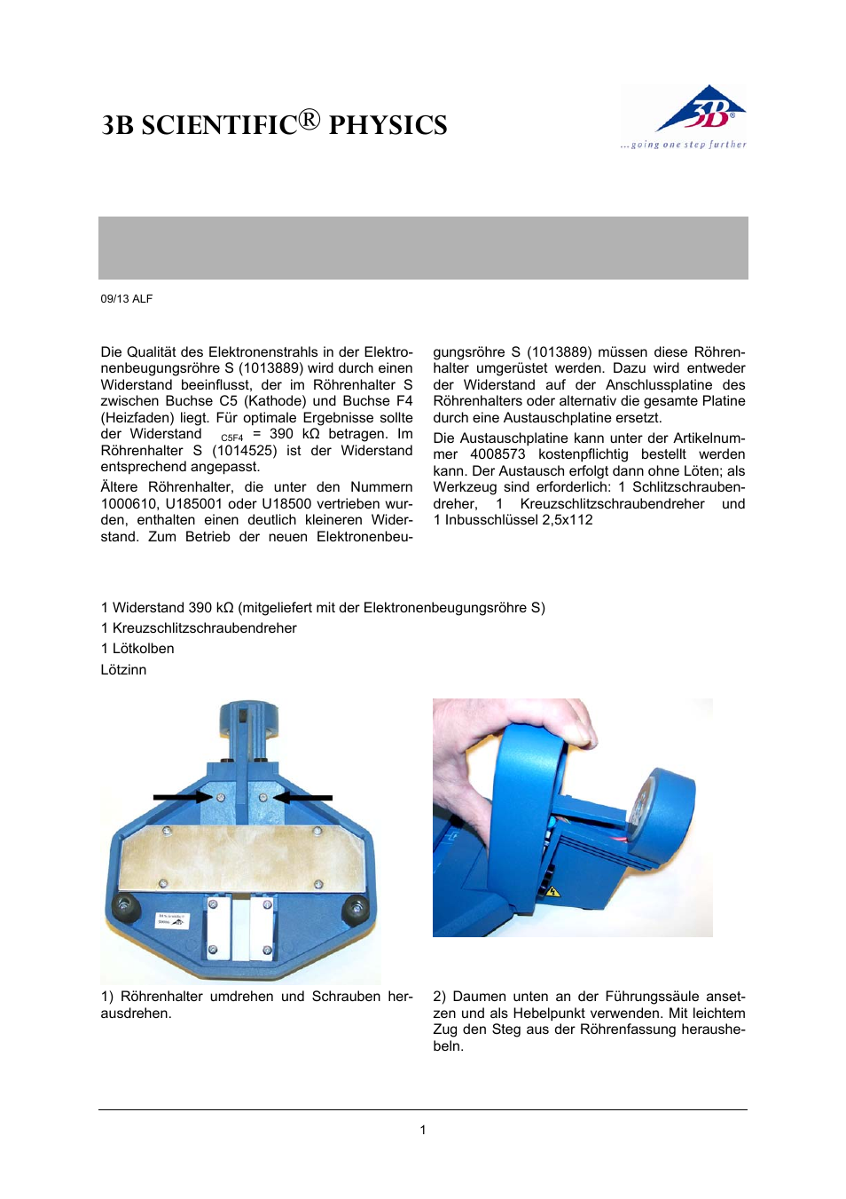 3B Scientific Teltron Electron Diffraction Tube S User Manual | 12 pages