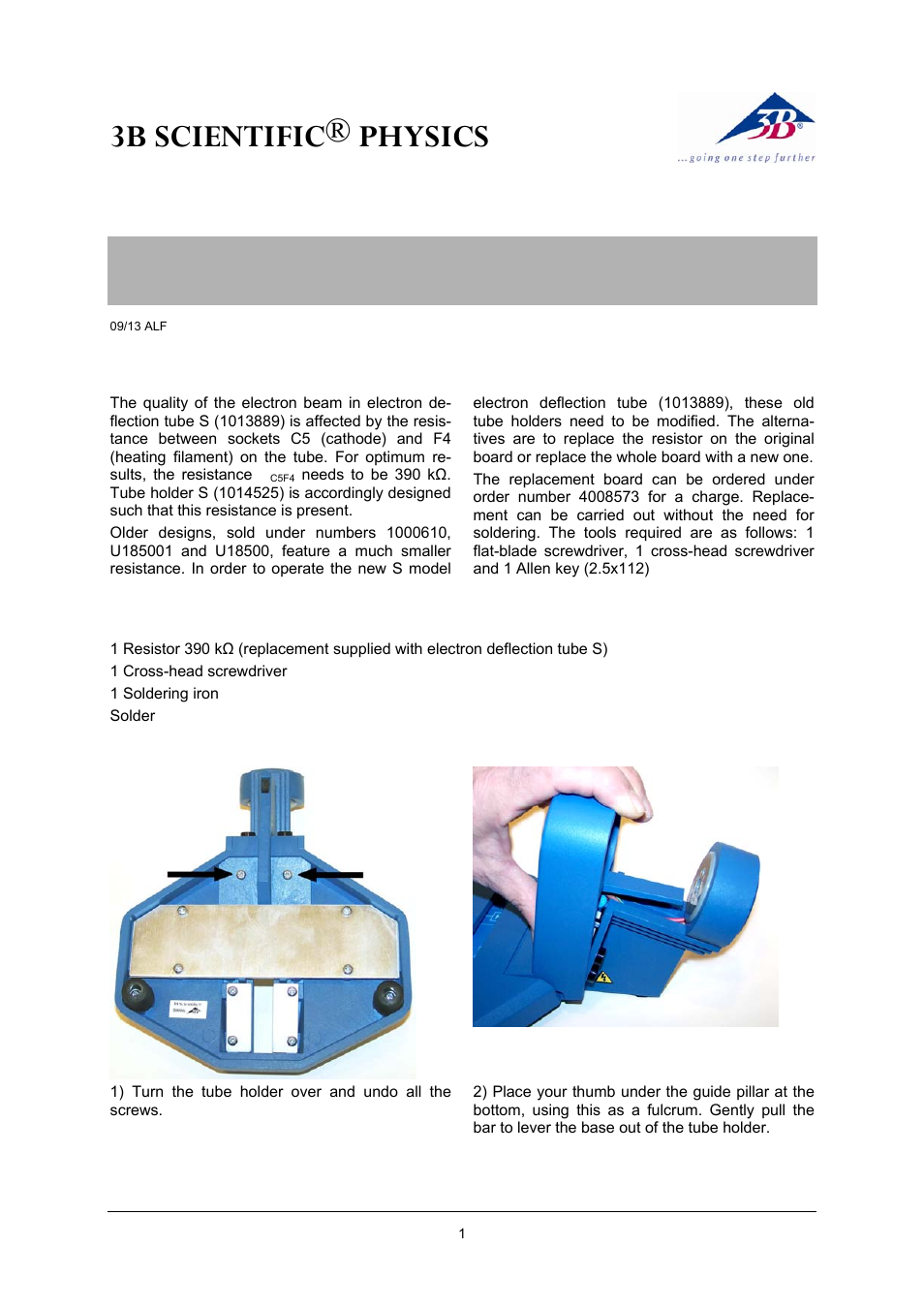 3b scientific® physics | 3B Scientific Teltron Electron Diffraction Tube S User Manual | Page 3 / 12