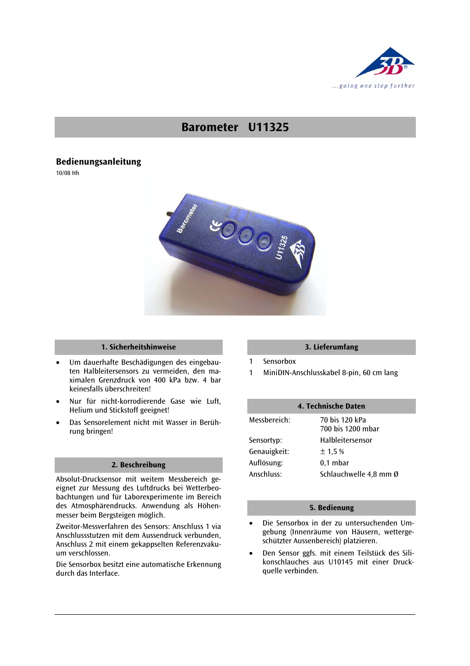 3B Scientific Barometer User Manual | 12 pages