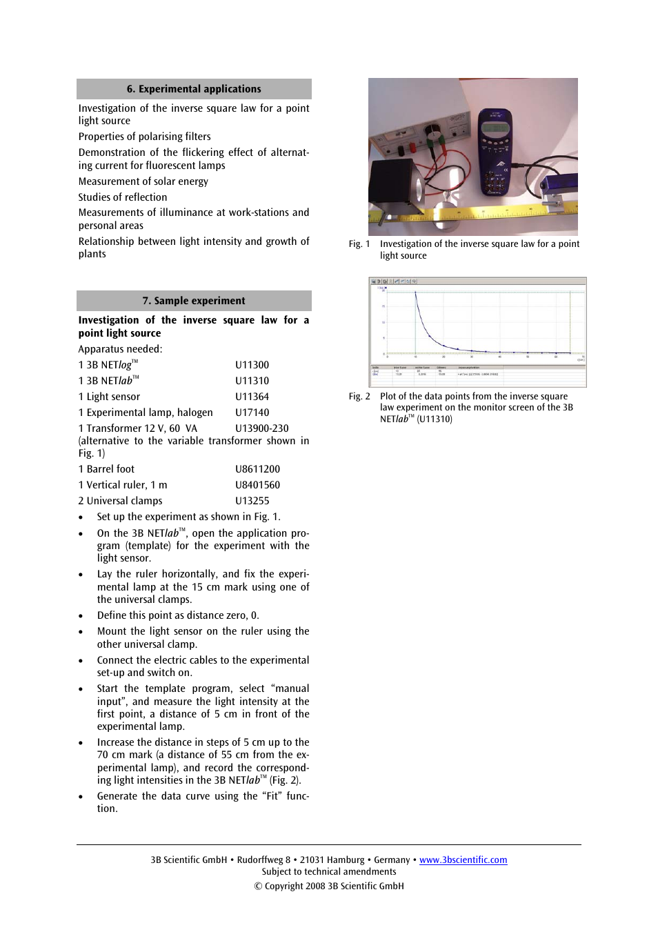 3B Scientific Light Sensor User Manual | Page 4 / 12