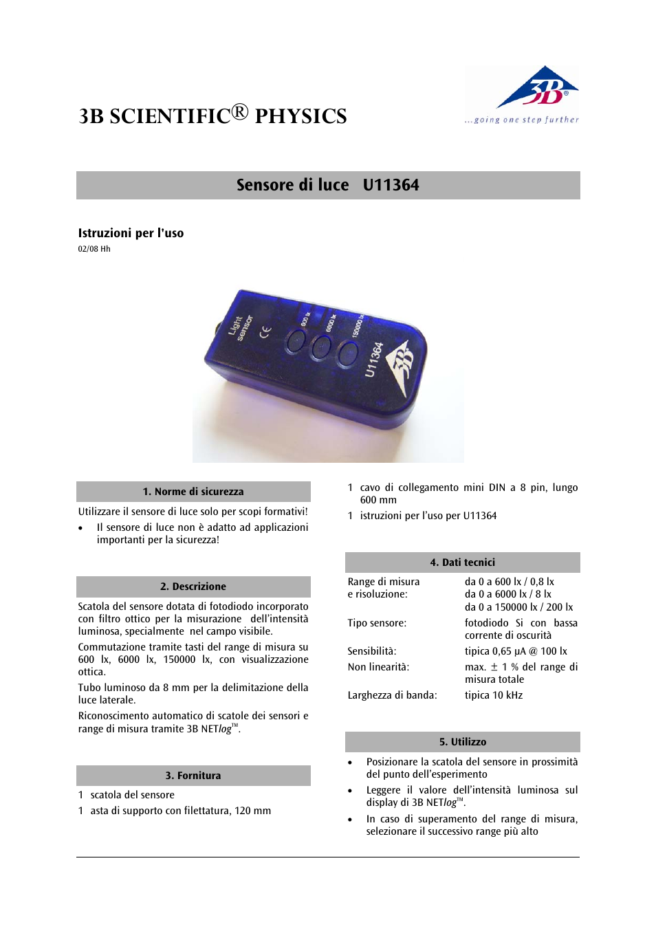 3b scientific® physics | 3B Scientific Light Sensor User Manual | Page 7 / 12