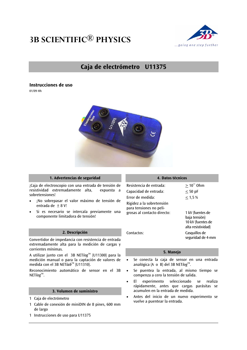 3b scientific® physics | 3B Scientific Electrometer Box User Manual | Page 9 / 12