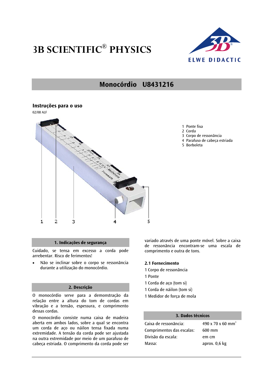 3b scientific, Physics | 3B Scientific Monochord User Manual | Page 11 / 12