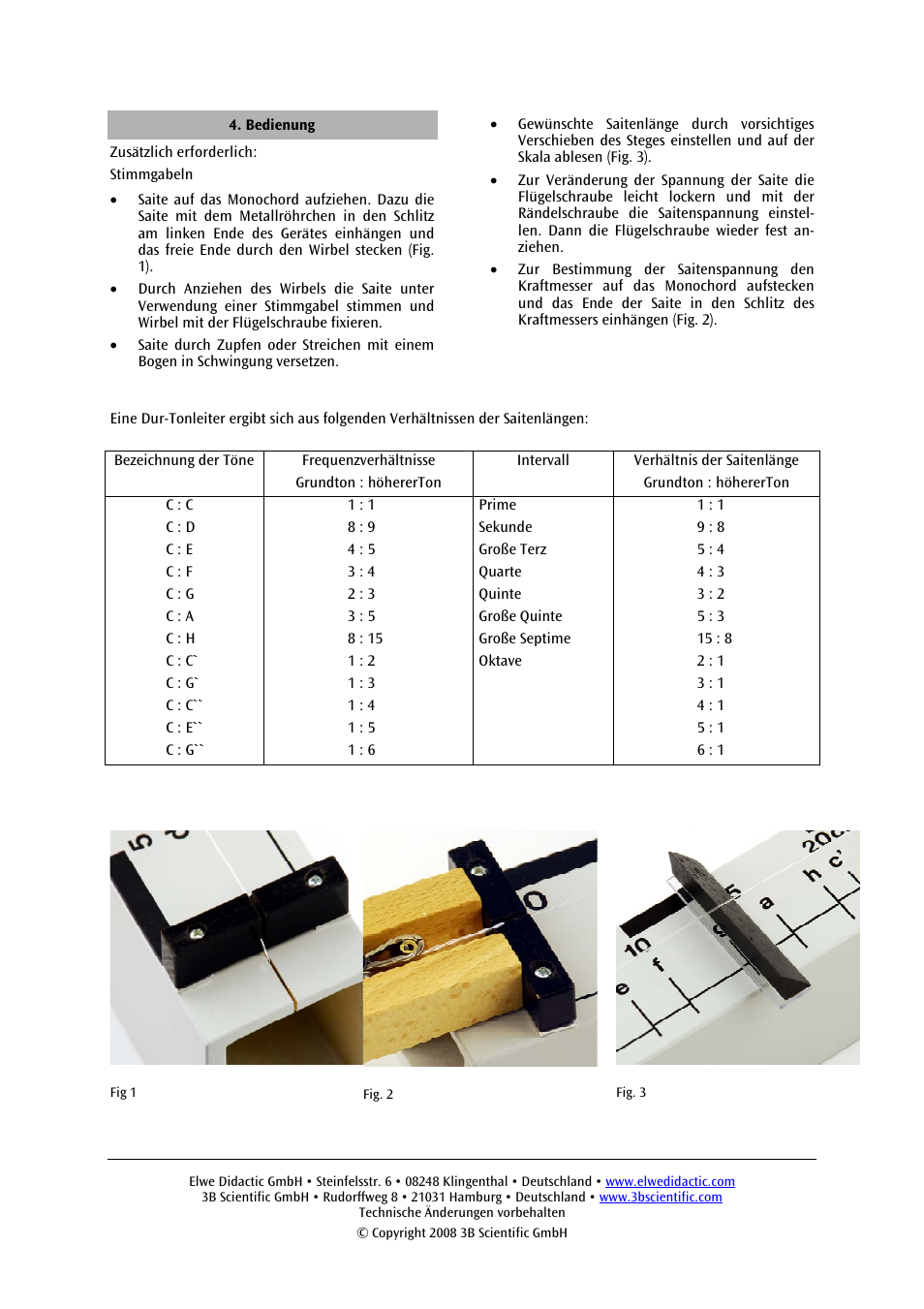 3B Scientific Monochord User Manual | Page 2 / 12