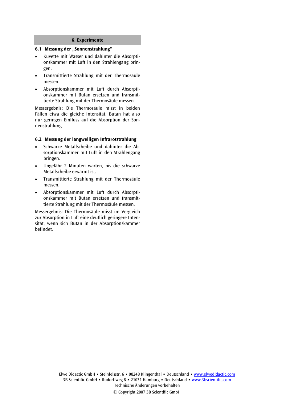 3B Scientific Greenhouse Effect Kit (115 V, 50__60 Hz) User Manual | Page 3 / 18