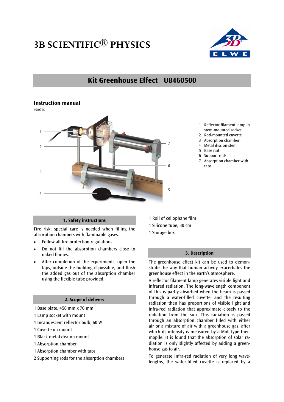 3b scientific® physics | 3B Scientific Greenhouse Effect Kit (115 V, 50__60 Hz) User Manual | Page 4 / 18