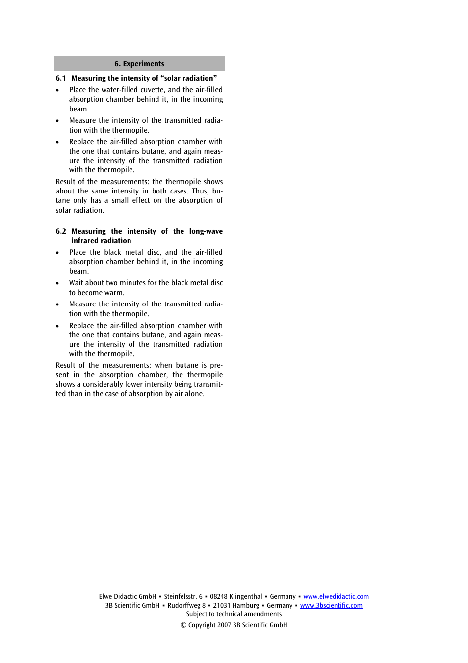 3B Scientific Greenhouse Effect Kit (115 V, 50__60 Hz) User Manual | Page 6 / 18