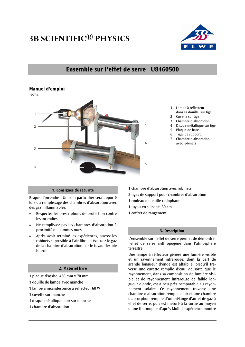 3b scientific® physics | 3B Scientific Greenhouse Effect Kit (115 V, 50__60 Hz) User Manual | Page 7 / 18