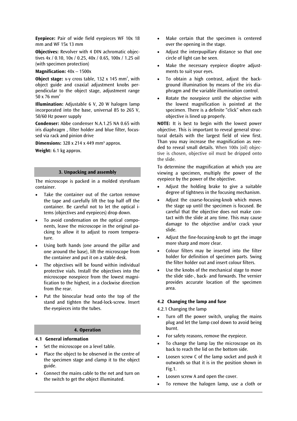 3B Scientific Trinocular Microscope Model 400 User Manual | Page 5 / 18
