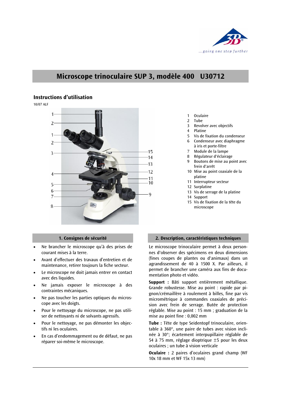 3b scientific, Physics | 3B Scientific Trinocular Microscope Model 400 User Manual | Page 7 / 18