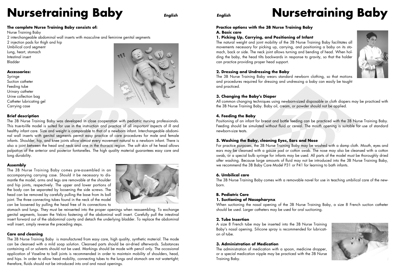 Nursetraining baby | 3B Scientific Nurse Training Baby, New Born User Manual | Page 2 / 17