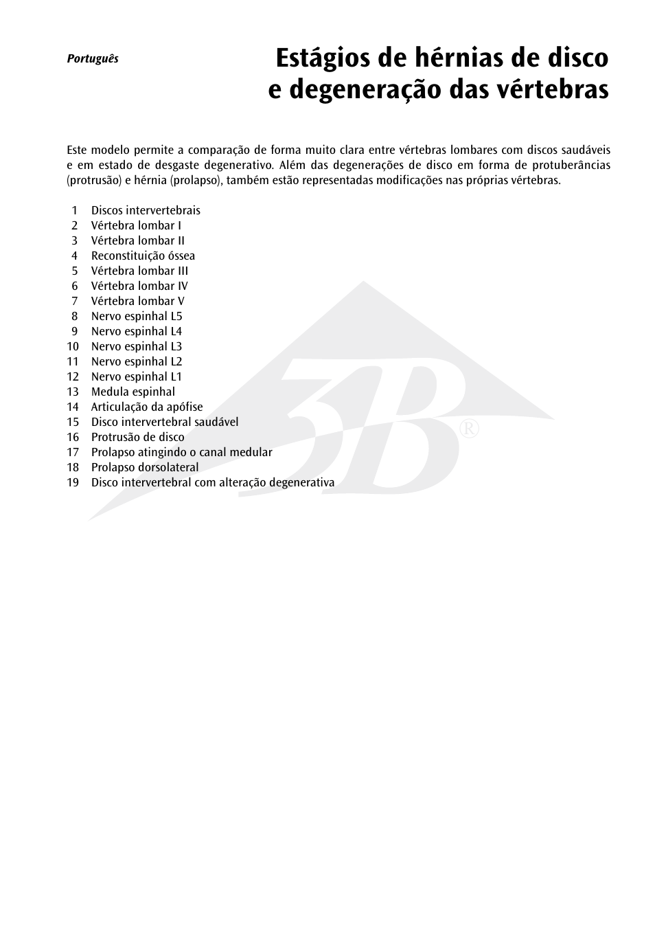 3B Scientific Stages of disc prolapse and vertebral degeneration User Manual | Page 15 / 18