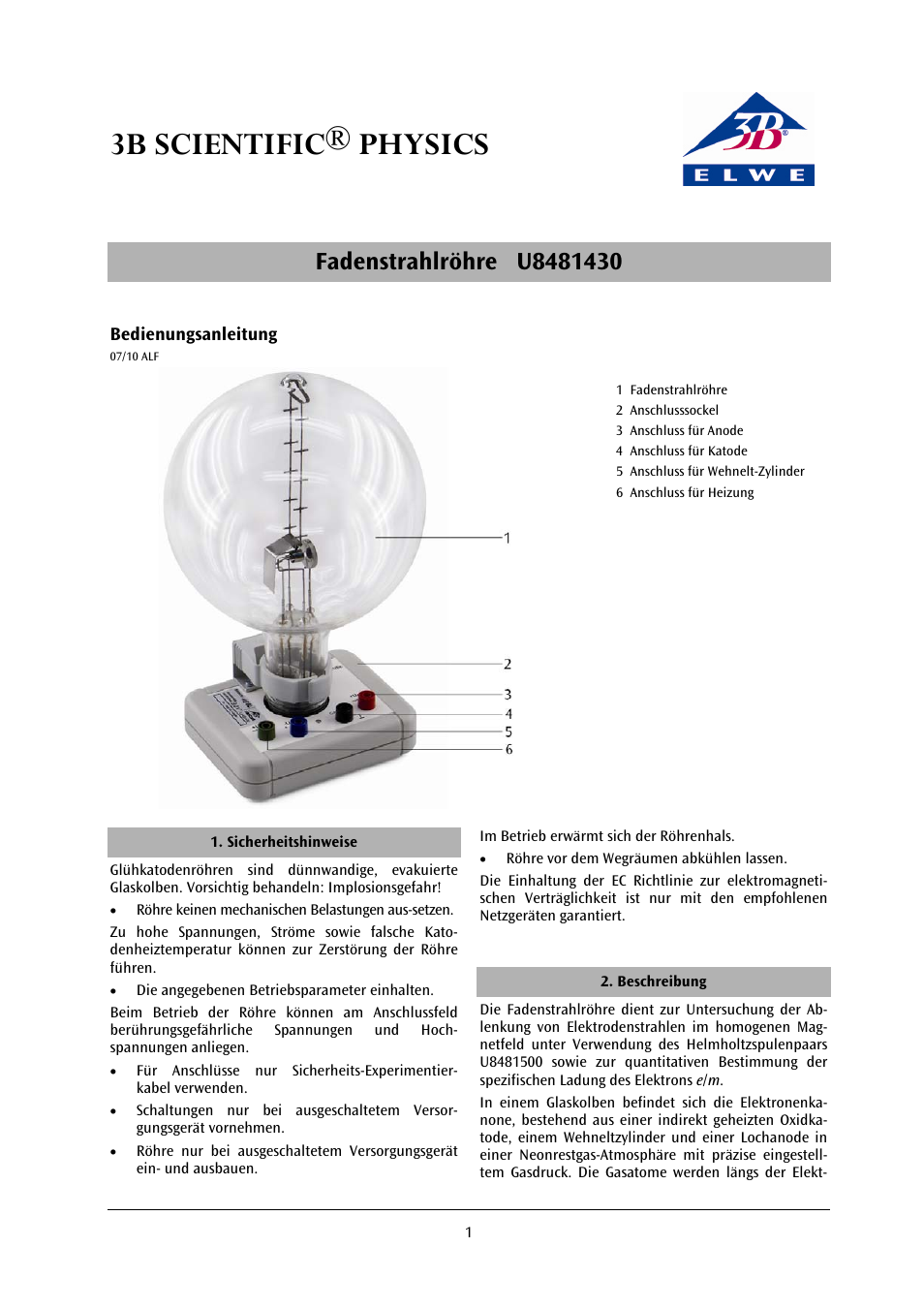 3B Scientific Fine Beam Tube T User Manual | 36 pages