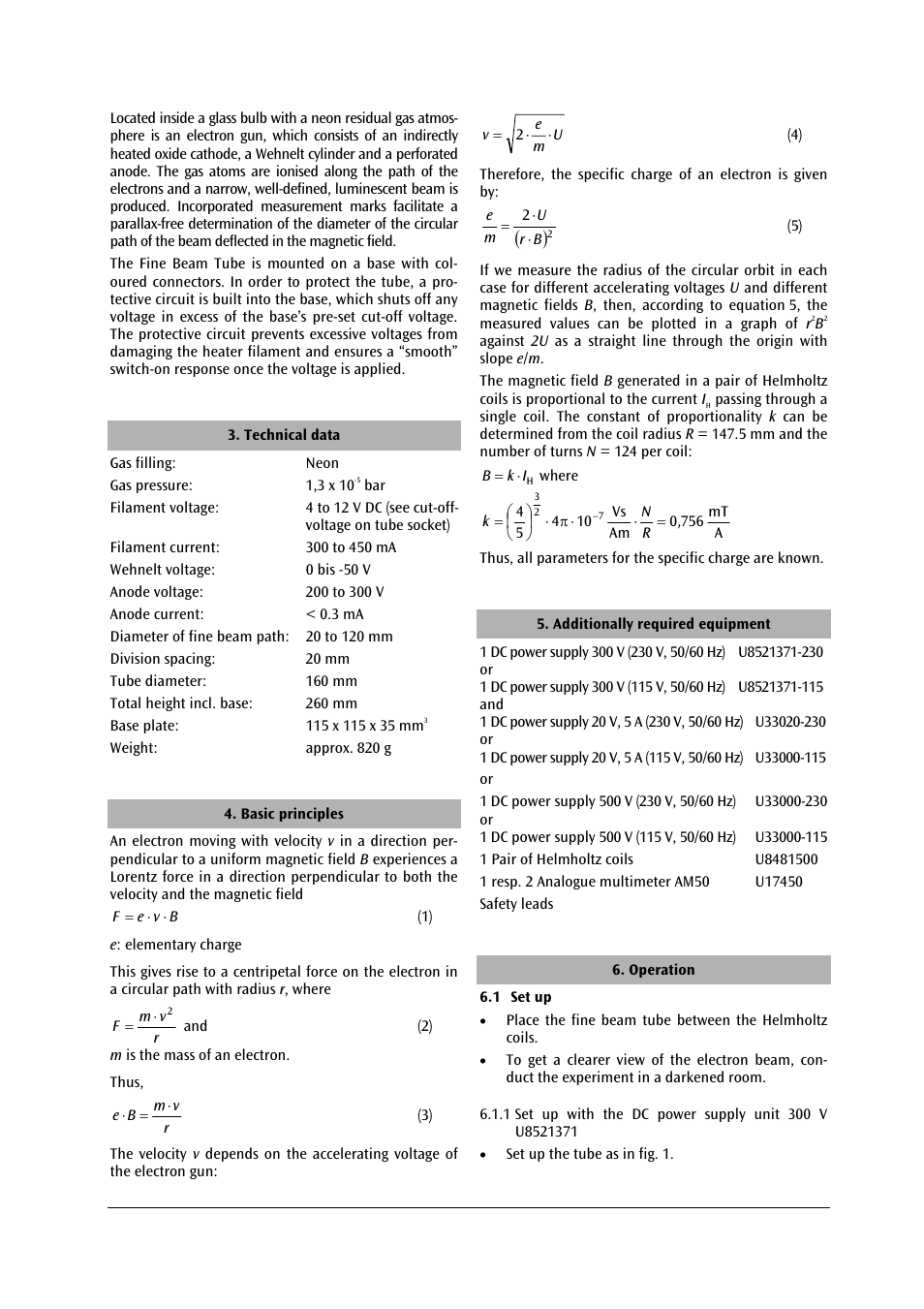 3B Scientific Fine Beam Tube T User Manual | Page 8 / 36