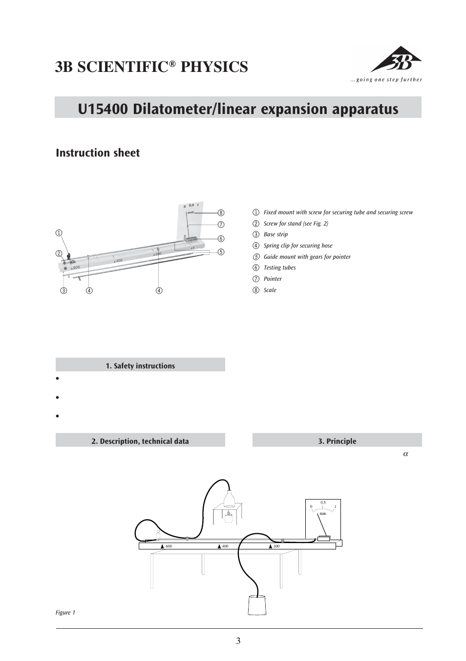 Instruction sheet | 3B Scientific Thermal Expansion Apparatus D User Manual | Page 3 / 12