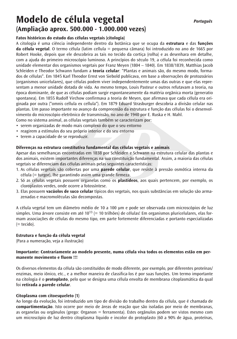 Modelo de célula vegetal | 3B Scientific Plant cell model, magnified 500,000-1,000,000 times User Manual | Page 20 / 36