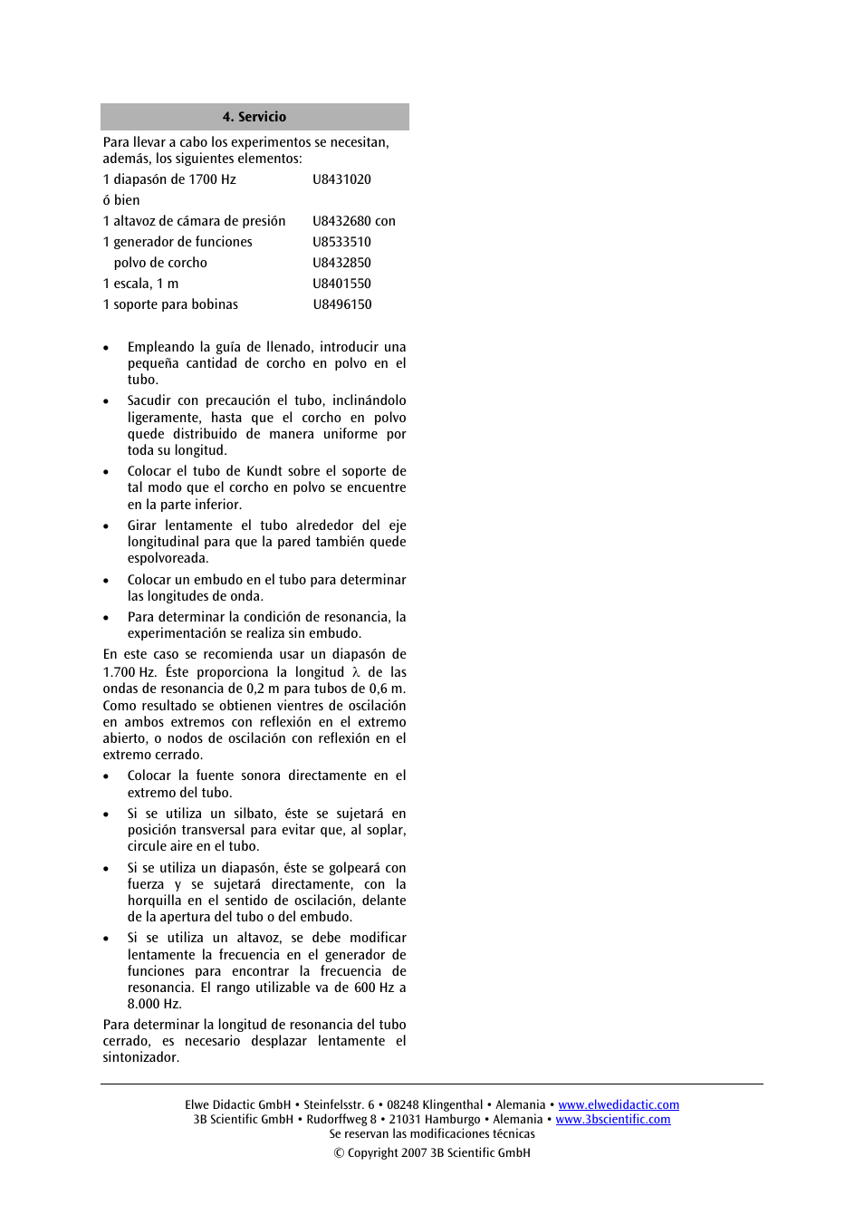 3B Scientific Kundts Tube User Manual | Page 10 / 12