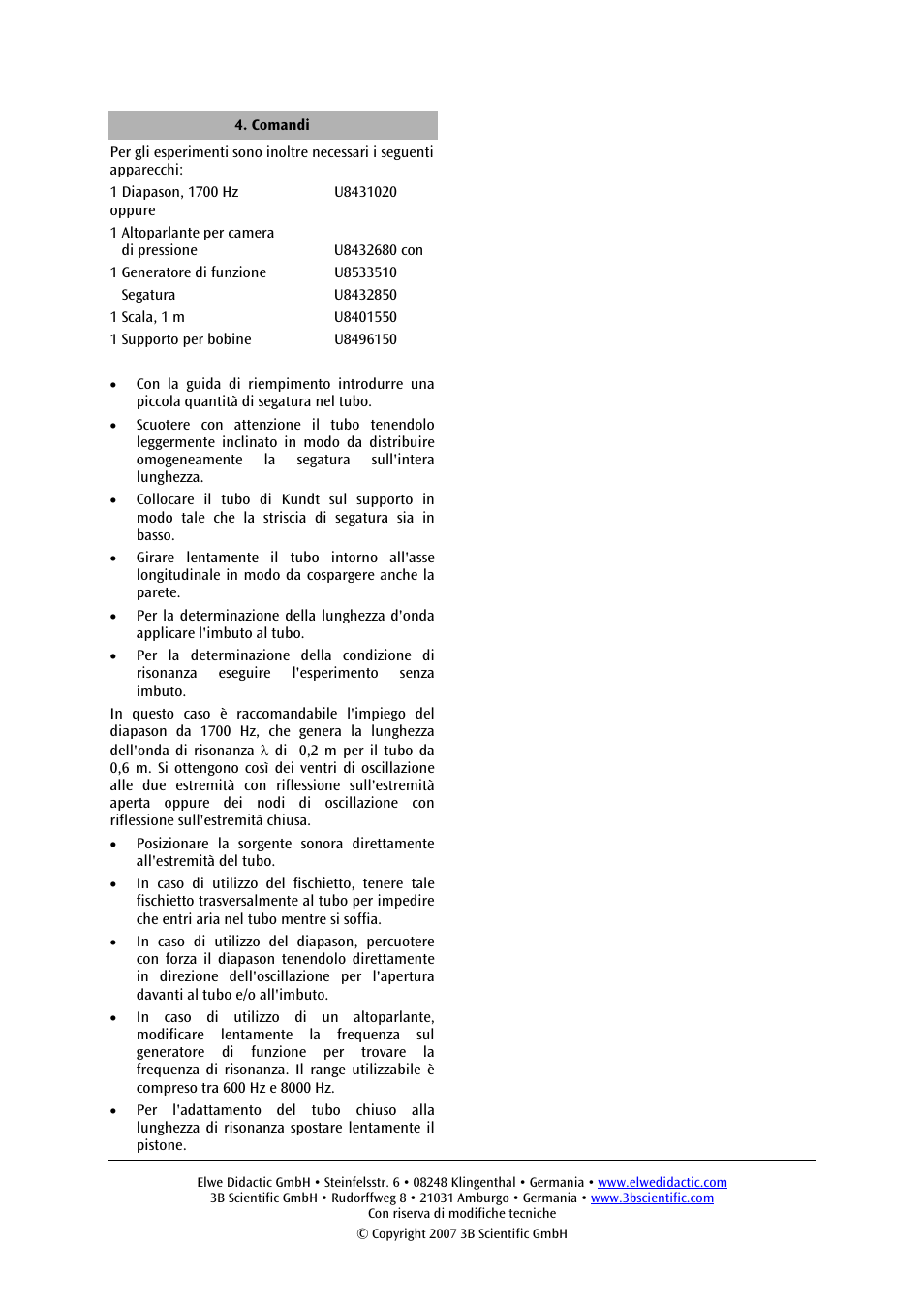 3B Scientific Kundts Tube User Manual | Page 8 / 12