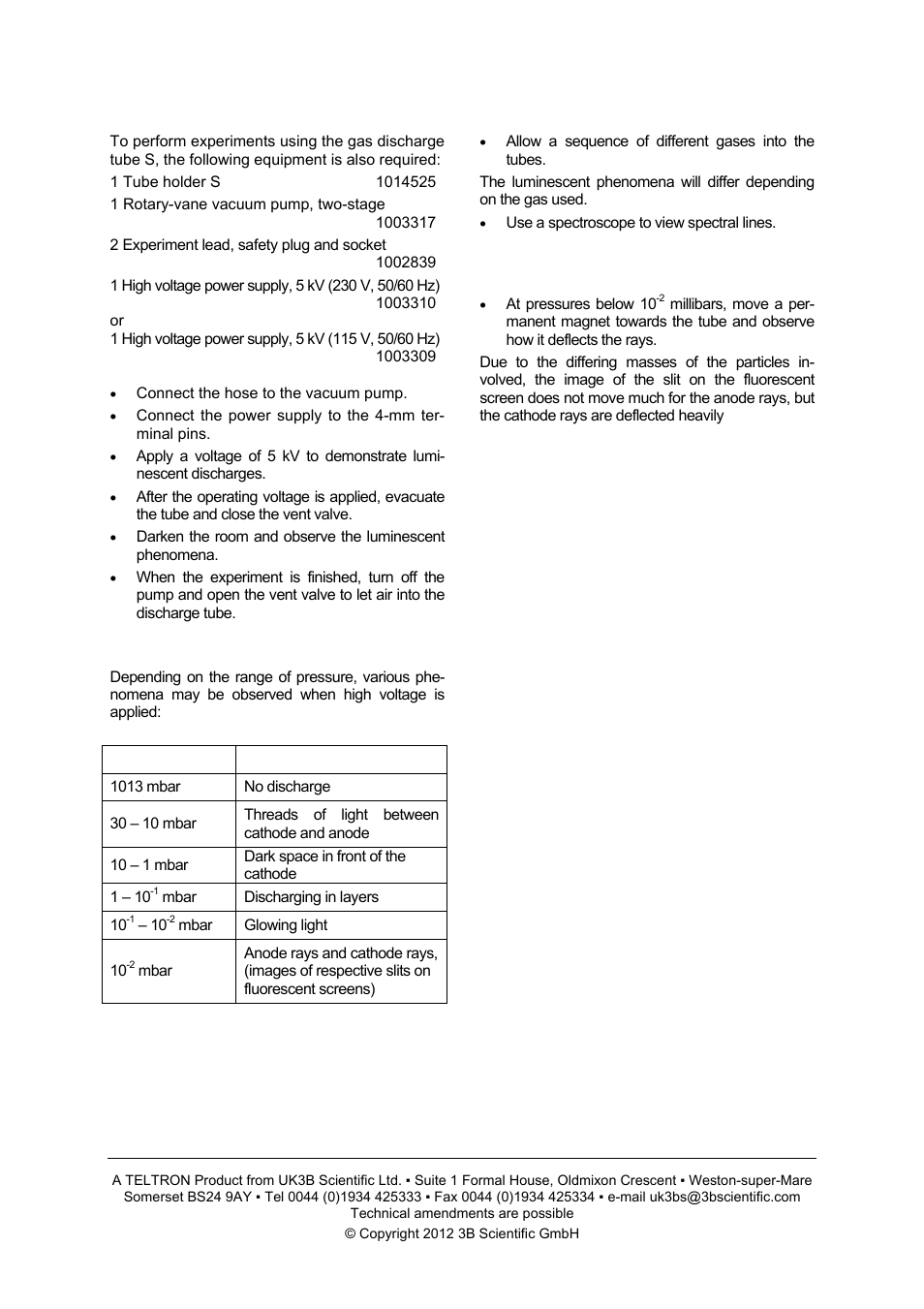 3B Scientific Teltron Discharge Tube S User Manual | Page 3 / 4