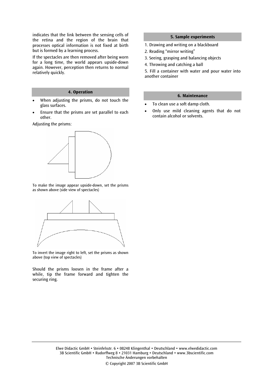3B Scientific Inverting Spectacles User Manual | Page 2 / 2