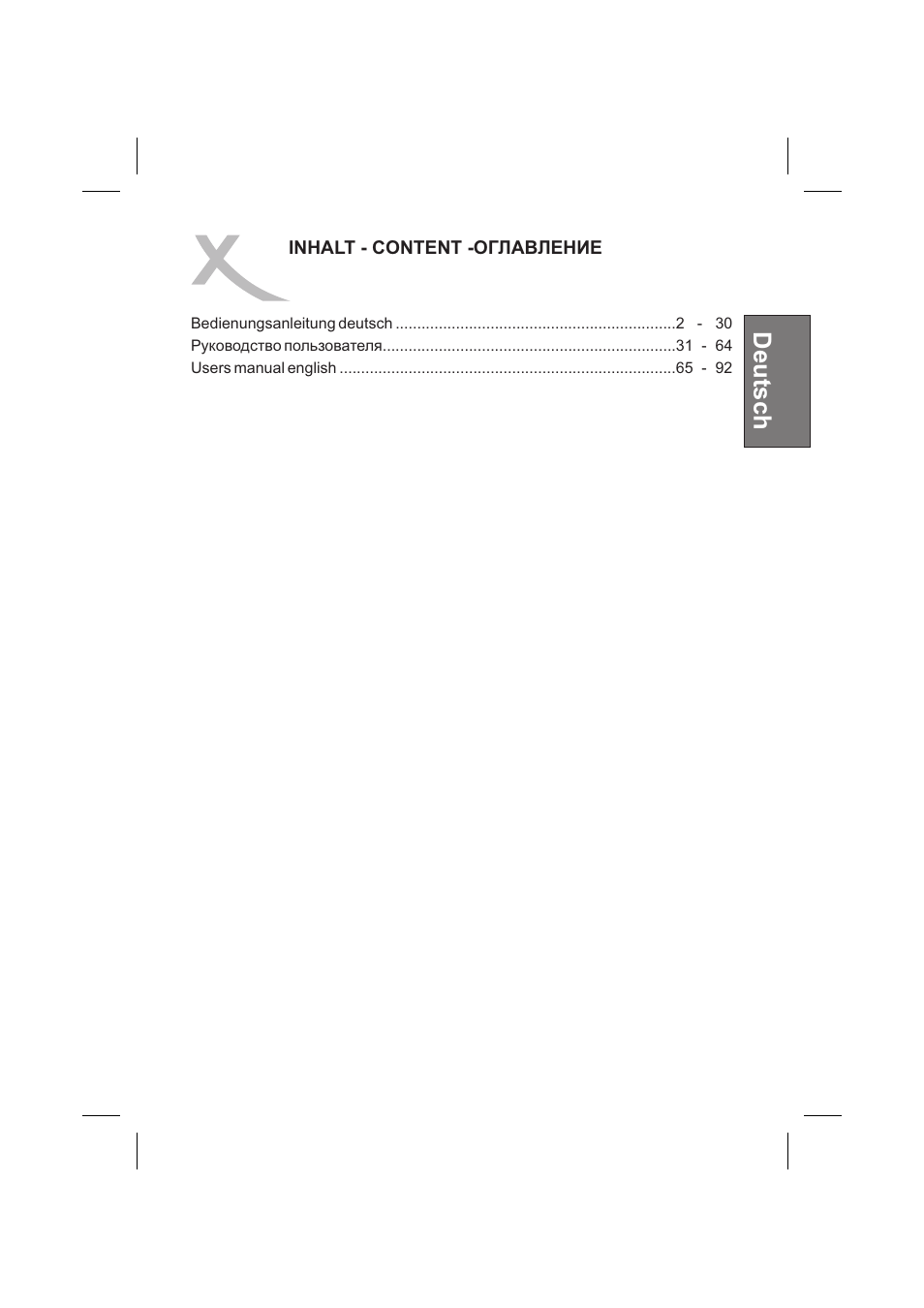 Deutsch | Xoro HSD 202 P User Manual | Page 3 / 92