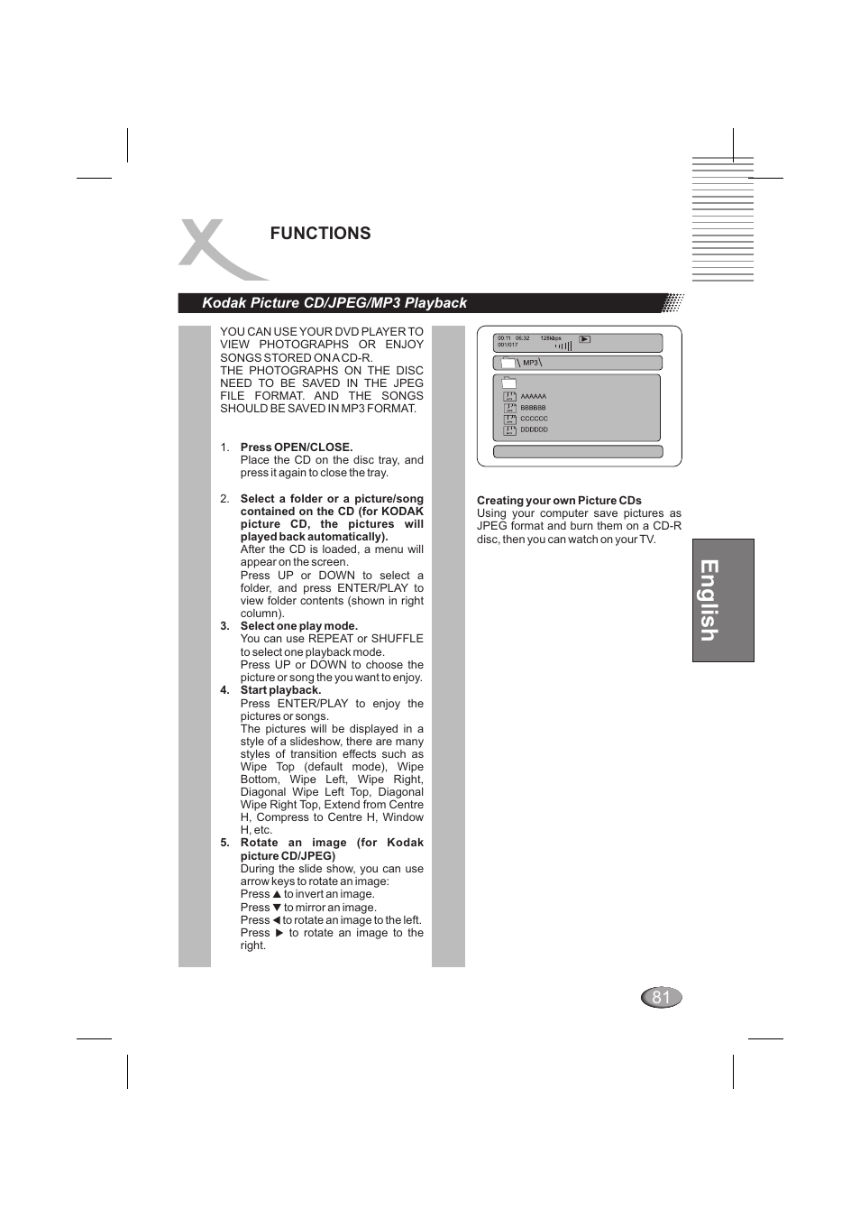English, 81 functions | Xoro HSD 202 P User Manual | Page 81 / 92