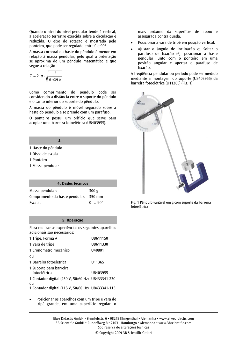 3B Scientific Variable g Pendulum User Manual | Page 12 / 12