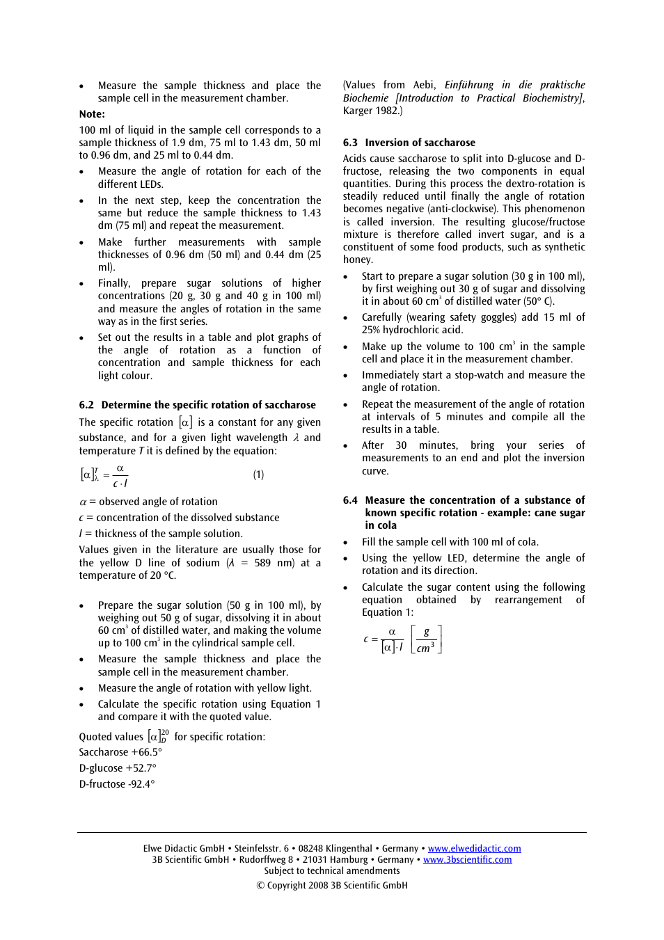 3B Scientific Polarimeter with 4 LEDs (115 V, 50__60 Hz) User Manual | Page 7 / 24
