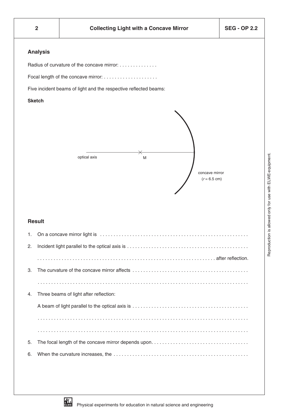 Analysis, Result | 3B Scientific SEK Optics User Manual | Page 18 / 84