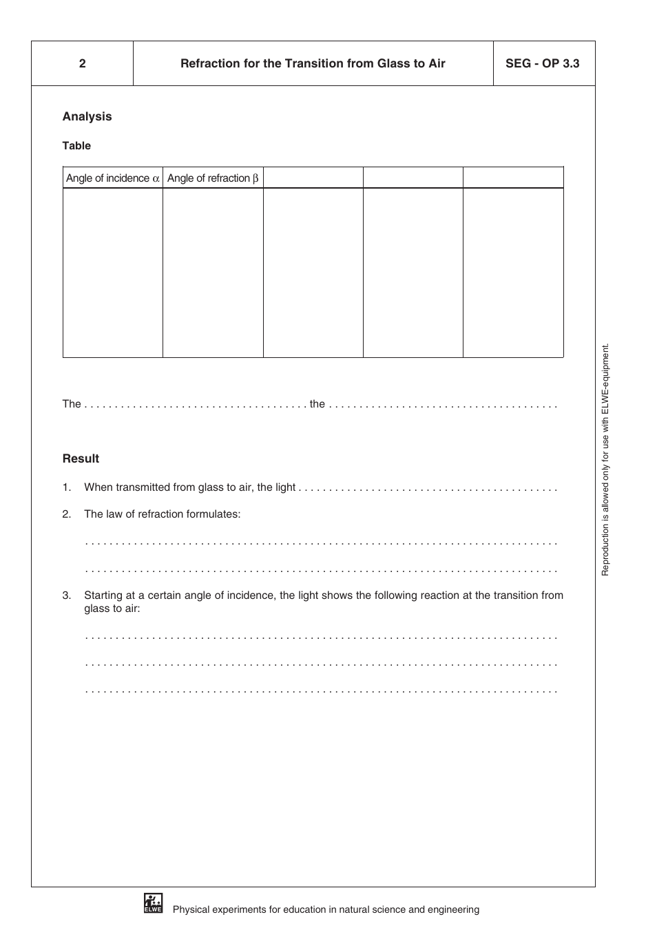 Analysis, Result | 3B Scientific SEK Optics User Manual | Page 30 / 84