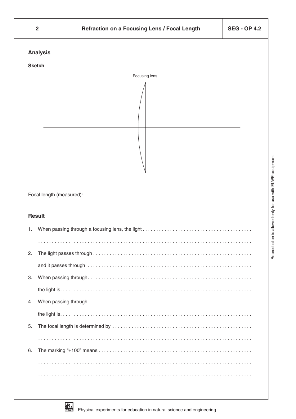 Analysis, Result | 3B Scientific SEK Optics User Manual | Page 42 / 84