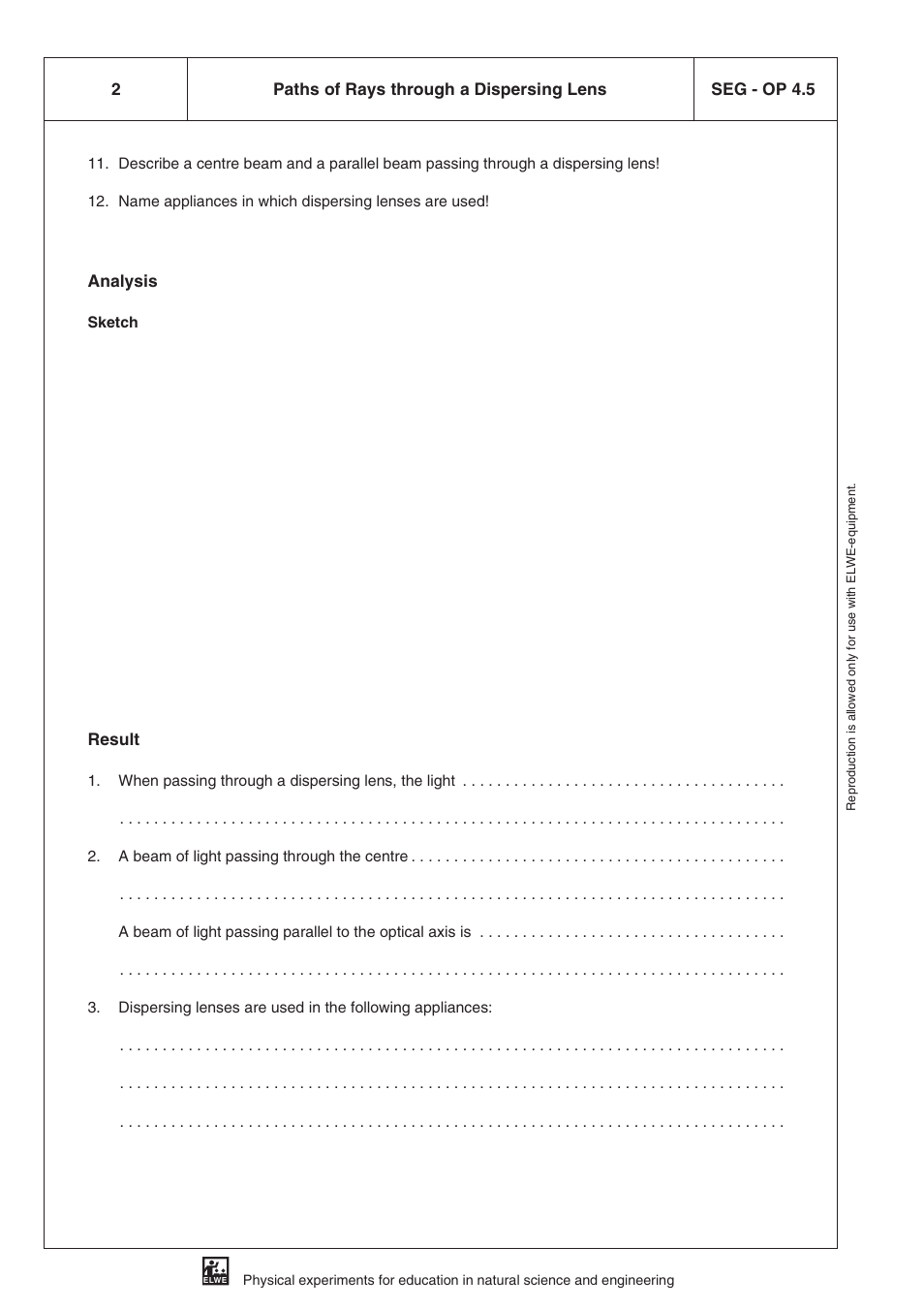 Analysis, Result | 3B Scientific SEK Optics User Manual | Page 48 / 84