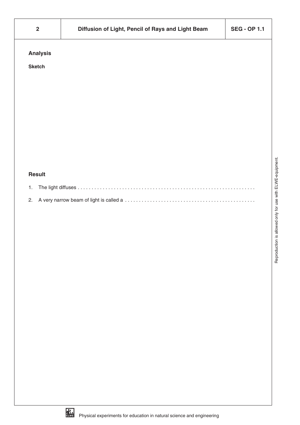 Analysis, Result | 3B Scientific SEK Optics User Manual | Page 6 / 84