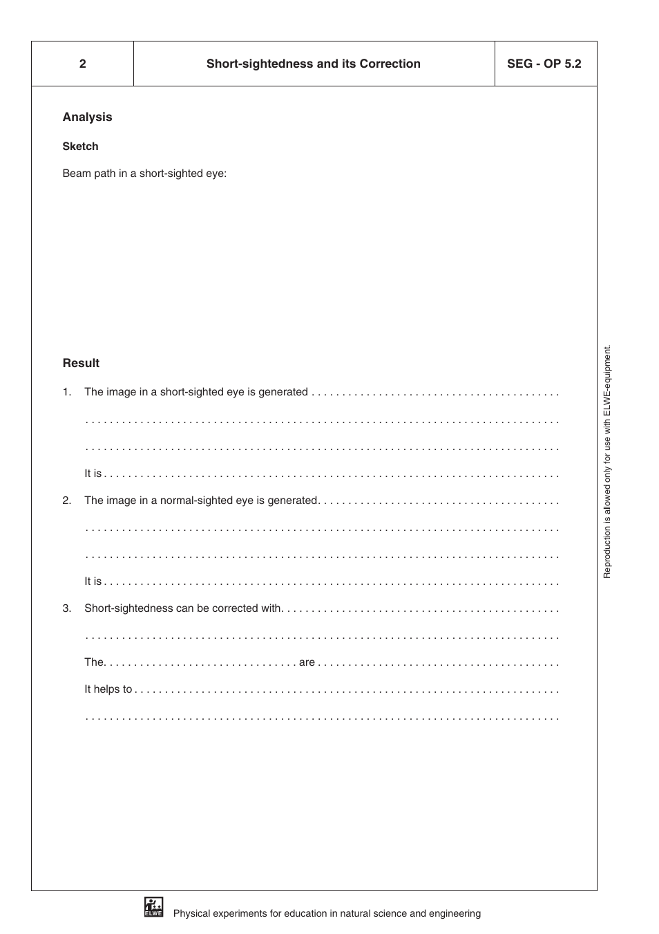 Analysis, Result, 2seg - op 5.2 short-sightedness and its correction | 3B Scientific SEK Optics User Manual | Page 64 / 84