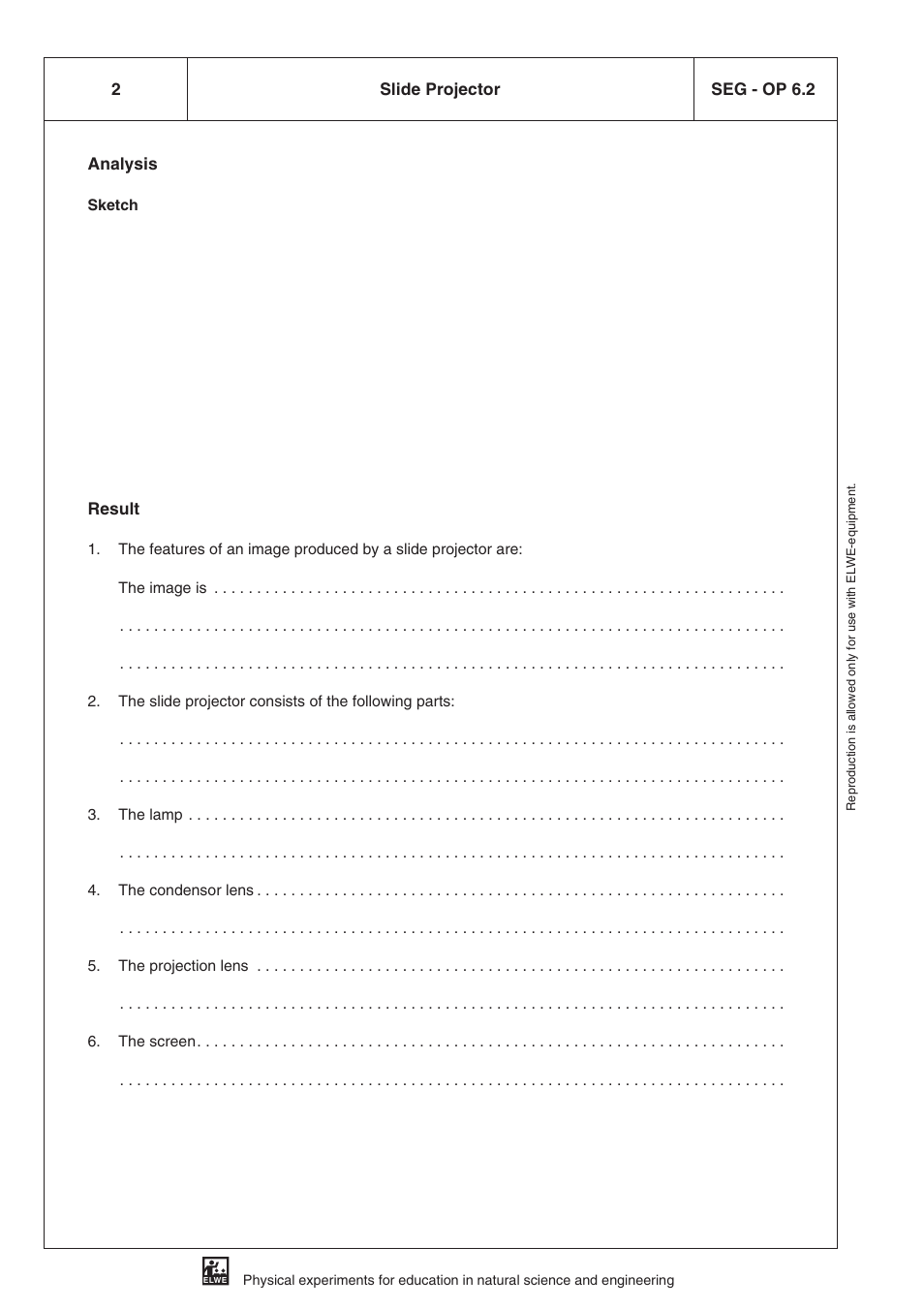 Analysis, Result, 2seg - op 6.2 slide projector | 3B Scientific SEK Optics User Manual | Page 70 / 84